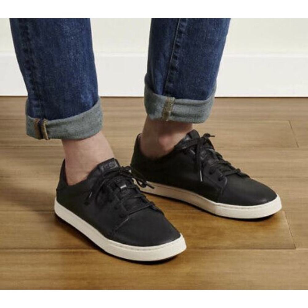 Olukai Women's Pehuea Li Ili Black Leather Convertible Sneaker‎ EU40/US10
